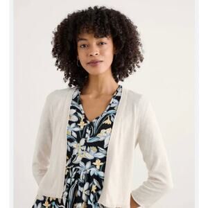 Seasalt Cornwall Vanessa Open Front Cotton Preppy Classic Cardigan Cream 10